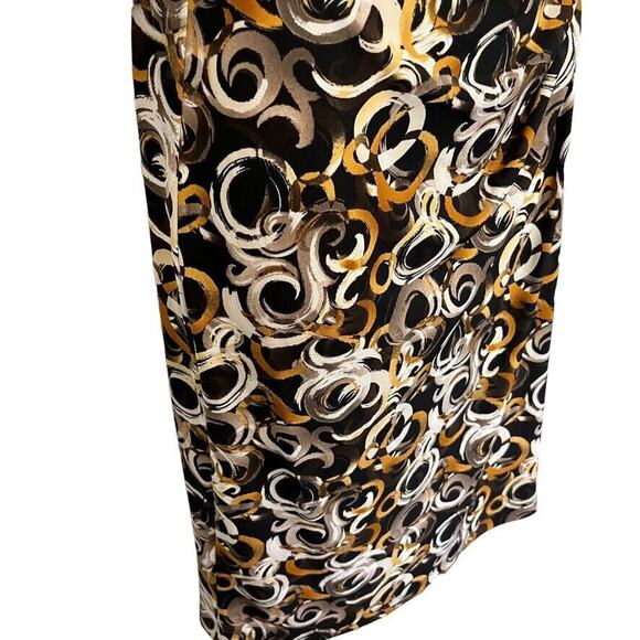 Connected Apparel Petite Womens Brown Black Jersey Knit Print Stretch Dress 6P - Picture 2 of 16